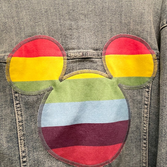 Torrid Disney Mickey Mouse Rainbow Denim Jacket - Medium Wash - Picture 7 of 7